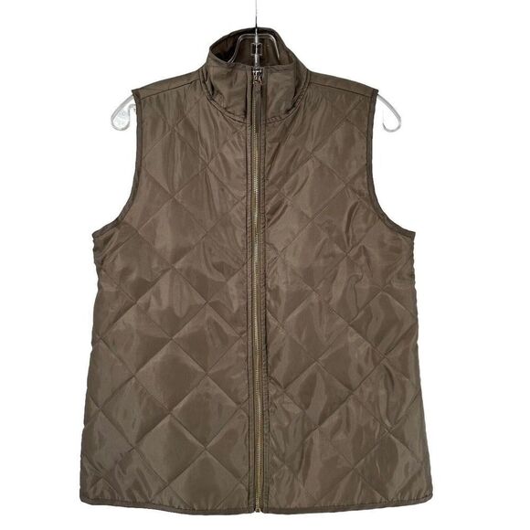 Mud Pie Spencer Quilted Vest Olive Green Womens Size Small NEW Full Zip Outdoor - Picture 1 of 9